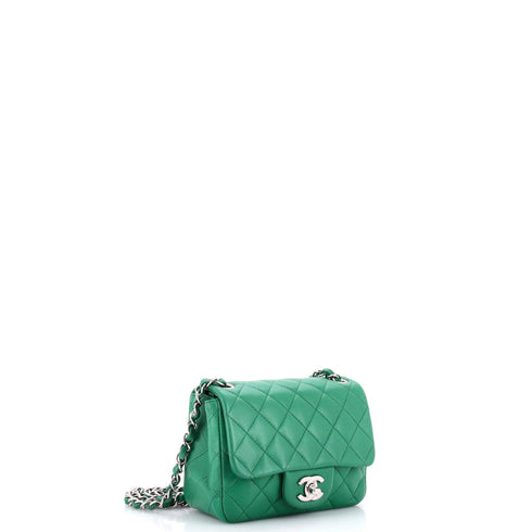 Square Classic Single Flap Bag Quilted Lambskin Mini