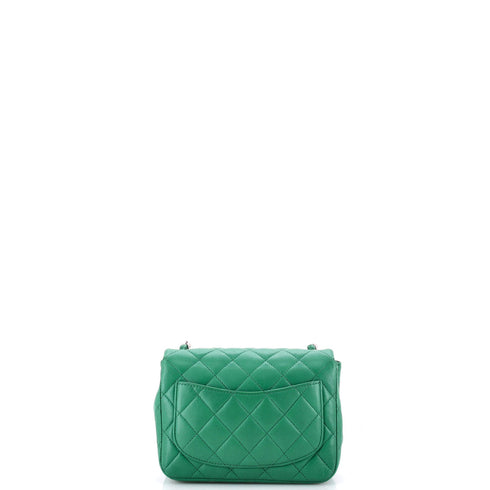 Square Classic Single Flap Bag Quilted Lambskin Mini