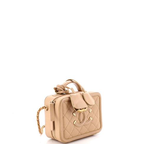 Filigree Vanity Case Quilted Caviar Small