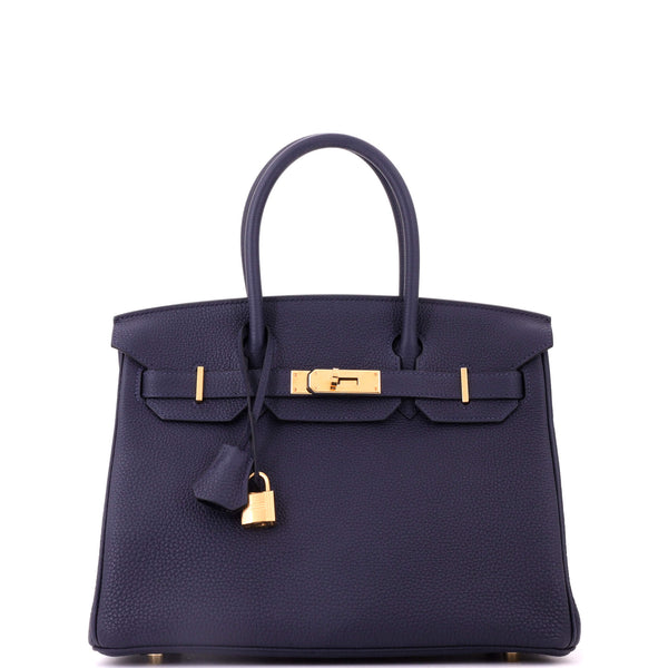 Birkin Handbag Bleu Nuit Togo with Gold Hardware 30