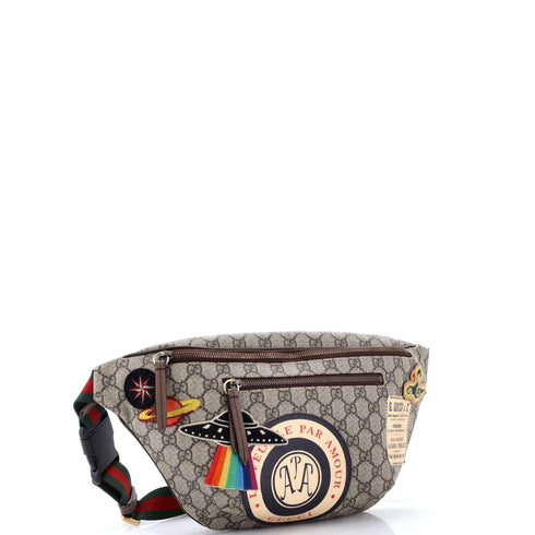 Courrier Zip Belt Bag GG Coated Canvas with Applique