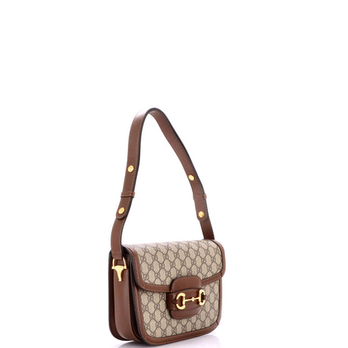Horsebit 1955 Shoulder Bag GG Coated Canvas with Leather Small