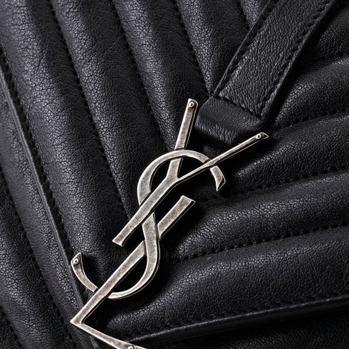Classic Monogram College Bag Matelasse Chevron Leather Medium