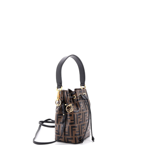 Mon Tresor Bucket Bag Zucca Embossed Leather Mini