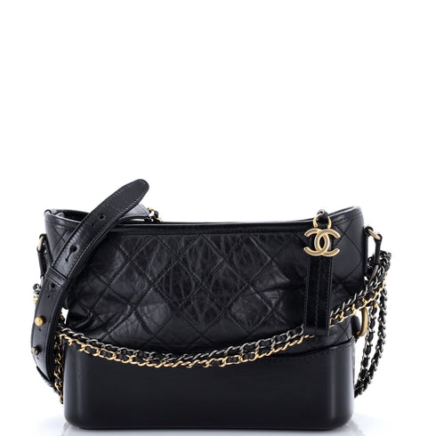 Gabrielle Hobo with Logo Handle Quilted Aged Calfskin Medium