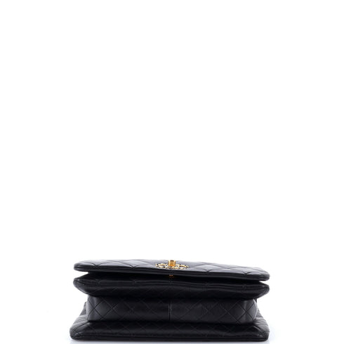 On And On Compartment Full Flap Bag Quilted Lambskin Medium