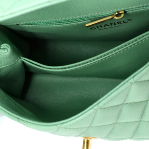 Coco Top Handle Bag Quilted Caviar with Chain Detail Handle Mini