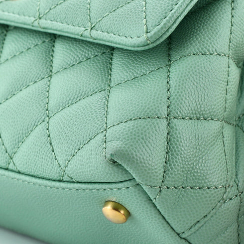 Coco Top Handle Bag Quilted Caviar with Chain Detail Handle Mini