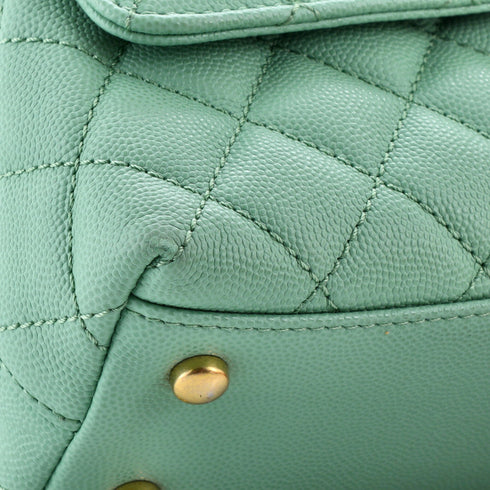 Coco Top Handle Bag Quilted Caviar with Chain Detail Handle Mini