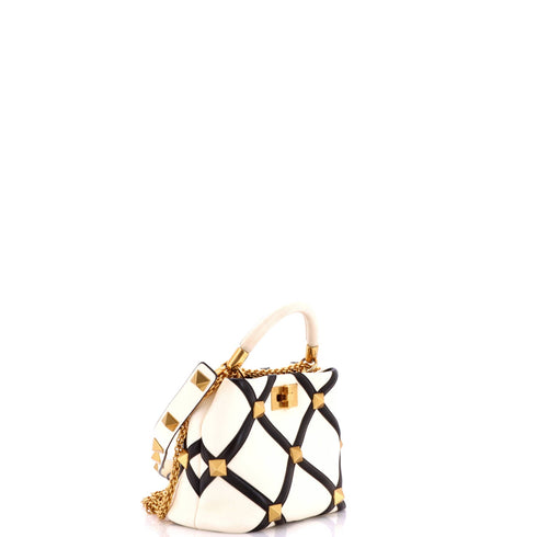 Roman Stud Top Handle Bag Quilted Leather Small