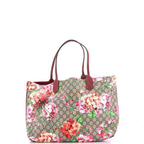Reversible Tote Blooms GG Print Leather Medium