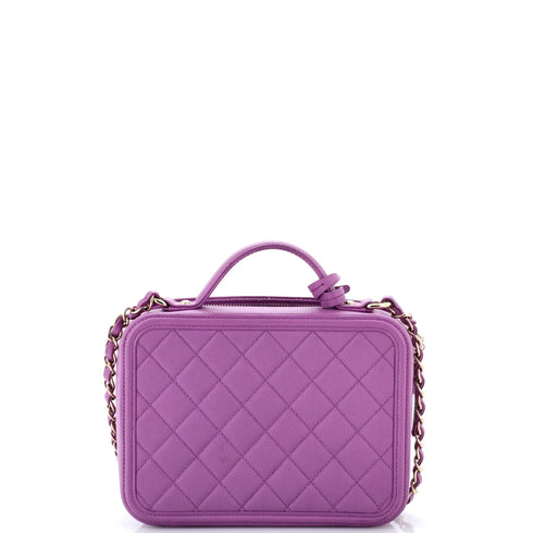Filigree Vanity Case Quilted Caviar Medium