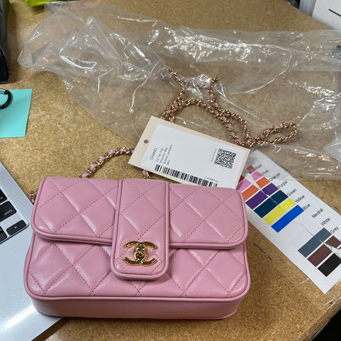 CC Tab Flap Shoulder Bag Quilted Lambskin Mini