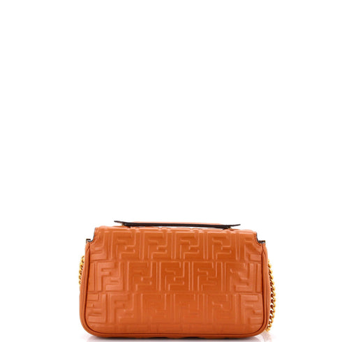 Midi Baguette Chain Bag Zucca Embossed Leather Small