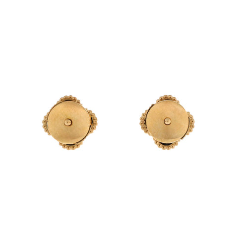 Sweet Alhambra Stud Earrings 18K Yellow Gold and Onyx