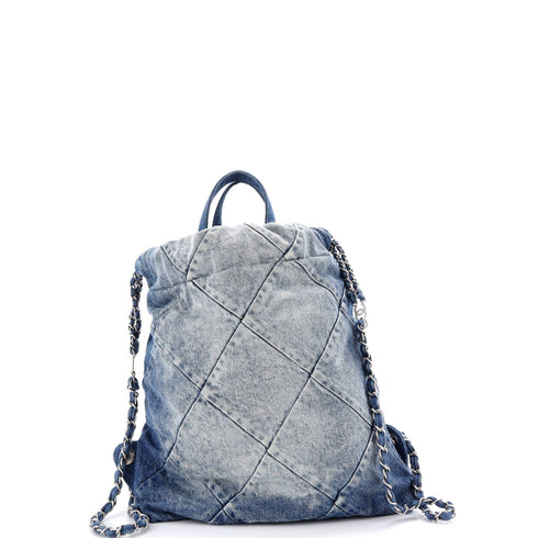22 Chain Backpack Quilted Denim Medium