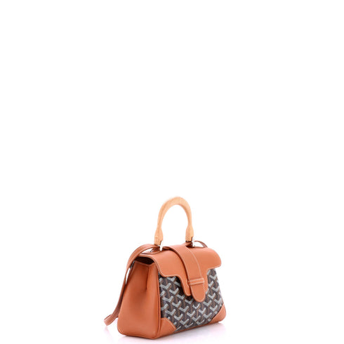 Saigon Top Handle Bag Coated Canvas with Leather Mini