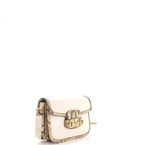 Horsebit 1955 Shoulder Bag Leather with Python Small