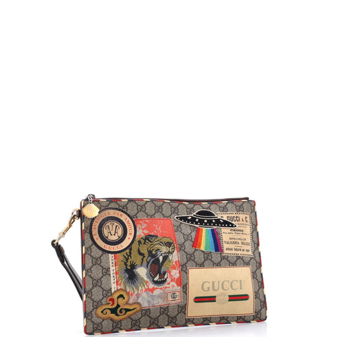 Courrier Pouch GG Coated Canvas with Applique