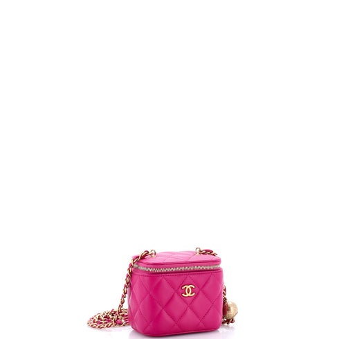 Pearl Crush Vanity Case with Chain Quilted Lambskin Mini