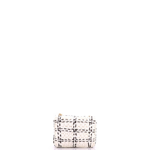 CC Chain Flap Bag Tweed Effect Braided Raffia Mini