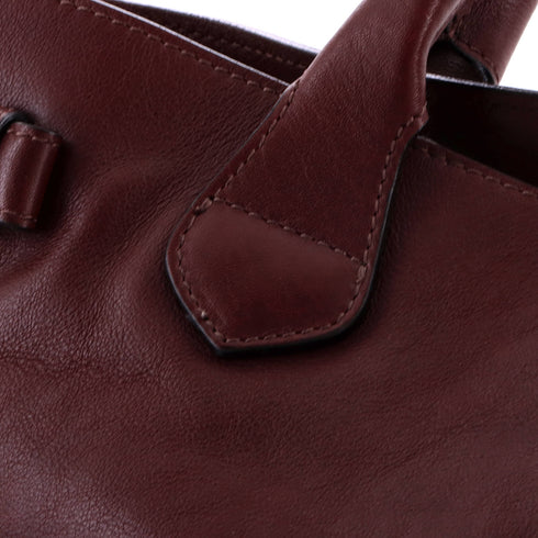 Banner Tote Leather and House Check Canvas Medium