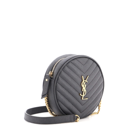 Vinyle Round Camera Bag Matelasse Chevron Leather