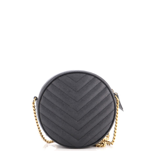 Vinyle Round Camera Bag Matelasse Chevron Leather