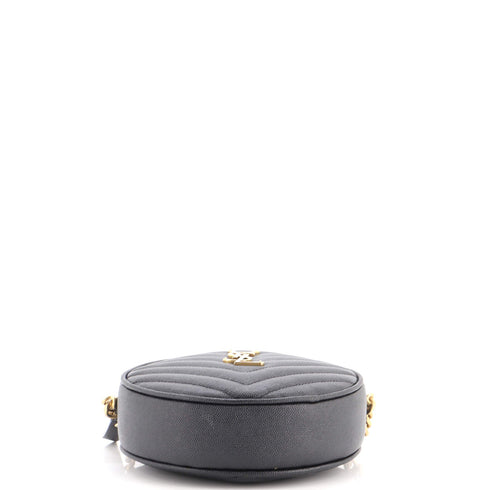 Vinyle Round Camera Bag Matelasse Chevron Leather