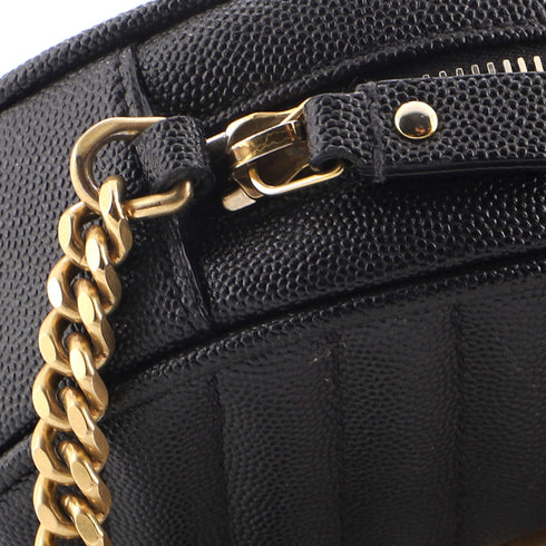 Vinyle Round Camera Bag Matelasse Chevron Leather