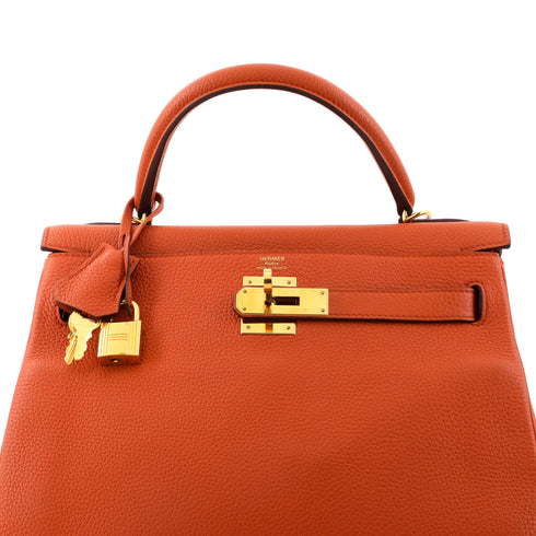 Kelly Handbag Terre Battue Togo with Gold Hardware 28