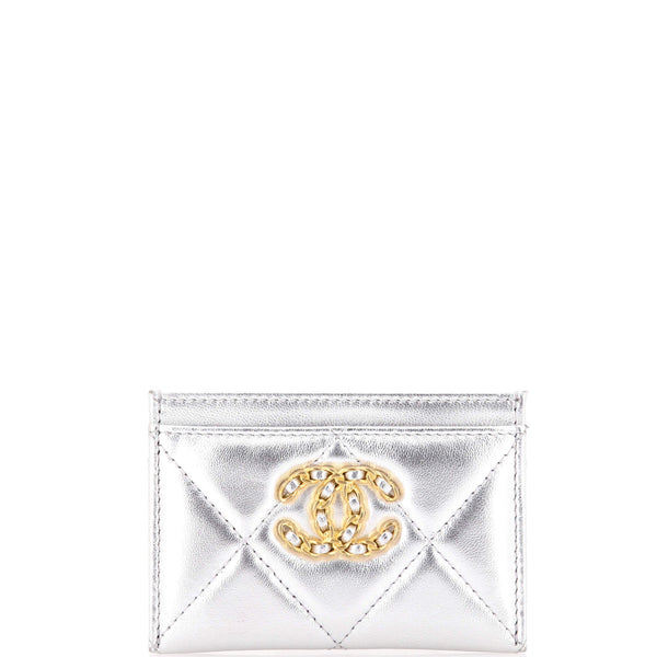 19 Card Holder Quilted Iridescent Calfskin