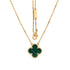 Vintage Alhambra Pendant Necklace 18K Yellow Gold and Malachite