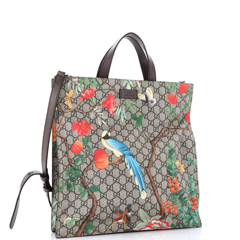 Convertible Soft Open Tote Tian Print GG Coated Canvas Tall