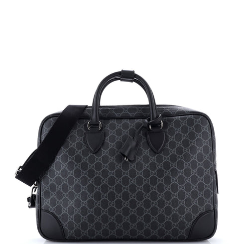 Emblem Convertible Zip Around Briefcase GG Coated Canvas Medium