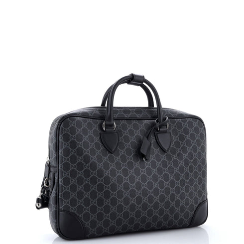 Emblem Convertible Zip Around Briefcase GG Coated Canvas Medium