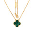 Vintage Alhambra Pendant Necklace 18K Yellow Gold and Malachite