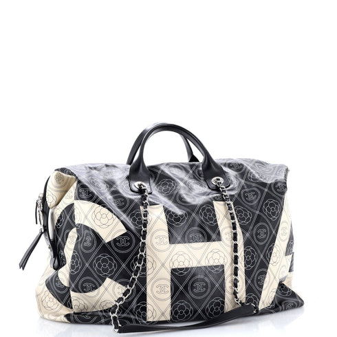 Logo Camellia Bowling Bag Printed Coated Canvas Large