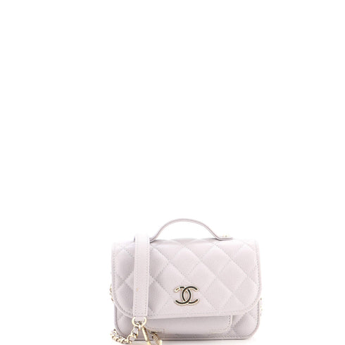Business Affinity Flap Clutch with Chain Quilted Caviar