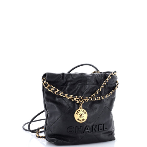 22 Chain Hobo Quilted Caviar Mini