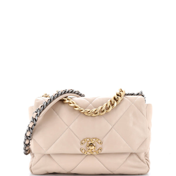 19 Flap Bag Quilted Leather Large