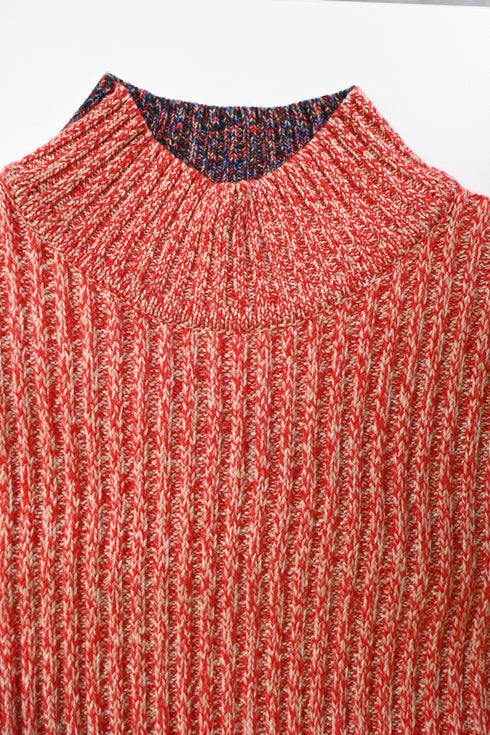 Women's Jil Sander Knitted Sweater Midi Dress in Multicolor Wool