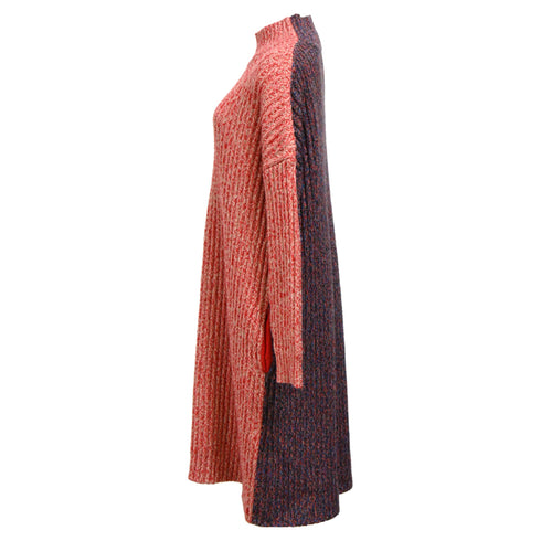 Women's Jil Sander Knitted Sweater Midi Dress in Multicolor Wool