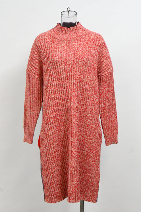 Women's Jil Sander Knitted Sweater Midi Dress in Multicolor Wool