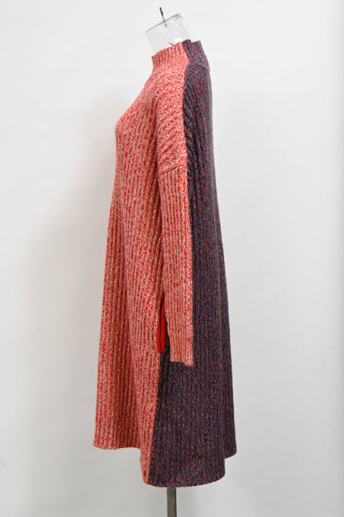 Women's Jil Sander Knitted Sweater Midi Dress in Multicolor Wool