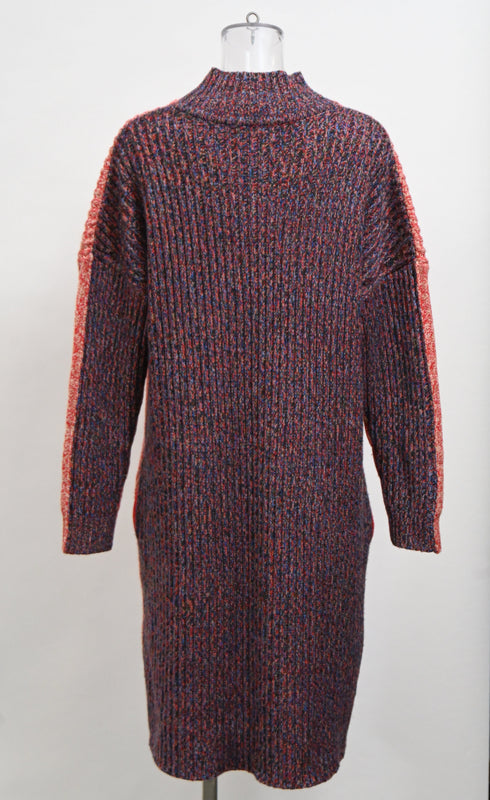 Women's Jil Sander Knitted Sweater Midi Dress in Multicolor Wool