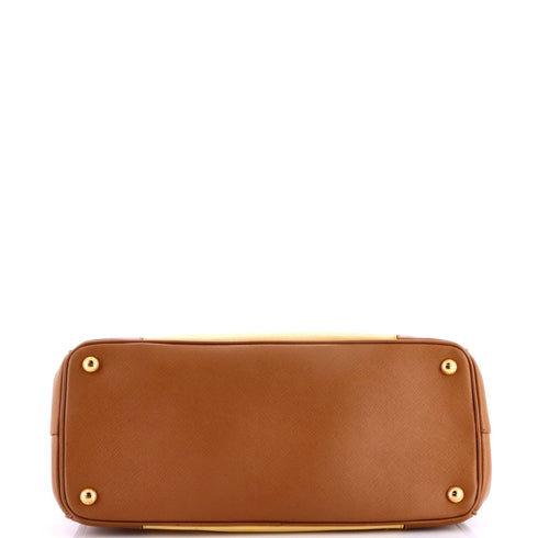 Bicolor Double Zip Lux Tote Saffiano Leather Medium