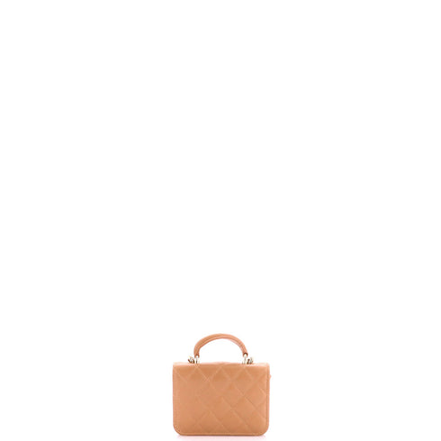 Top Handle Flap Coin Purse with Chain Quilted Lambskin