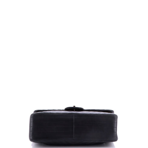 So Black Classic Double Flap Bag Chevron Lambskin Jumbo
