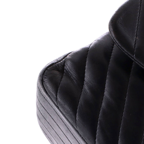 So Black Classic Double Flap Bag Chevron Lambskin Jumbo